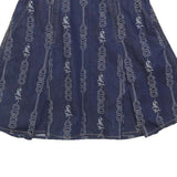 TORY BURCH Womens Blue Denim A-Line Short Cotton Skirt XS Embroidered Pattern