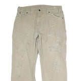 DICKIES Mens Cotton Blend Beige Regular Fit Straight Leg Trousers W36 L29