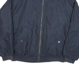 HAPPY LIFE Mens Navy Blue Bomber Jacket L Polyester Blend Plain Zip Casual