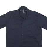 DICKIES Mens Blue Work Shirt M Cotton Blend Button Pocket Casual Utility