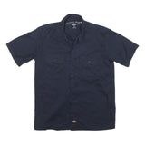 DICKIES Mens Blue Work Shirt M Cotton Blend Button Pocket Casual Utility