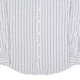 NAUTICA Mens White & Blue Check Shirt L Long Sleeve Button Cotton Blend Casual