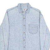 CALVIN KLEIN JEANS Mens Blue Denim Shirt S Lightweight Cotton Casual