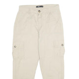 FB SISTER Womens Cotton Beige Casual Regular Fit Cargo Trousers W30 L27 Elastic