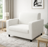 Anyseat 1-Seater Sofa Cover – Plain White Style Slipcover for Living Room Chair Protection