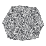 Womens Black White Printed Blouse Long Sleeve Collared M Polyester Blend