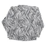 Womens Black White Printed Blouse Long Sleeve Collared M Polyester Blend