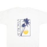 Mens White St Thomas Graphic T-Shirt L Short Sleeve Crew Neck Cotton