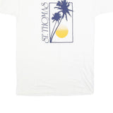 Mens White St Thomas Graphic T-Shirt L Short Sleeve Crew Neck Cotton
