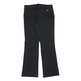 DICKIES Womens Cotton Blend Black Slim Flared Trousers W32 L32 Workwear Zip