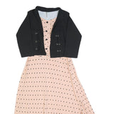 DREAMGIRL Womens Black & Beige Polka Dot Day Cotton Blend Dress XS Polka Dot