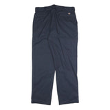 DICKIES Mens Regular Fit Cotton Blend Navy Blue Trousers W37 L31 Workwear Casual