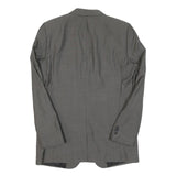 Mens Grey Wool Blend Classic Tailored Jacket L Button Closure Plain Formal