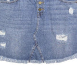 JBD Womens Blue Denim Mini Cotton Blend Distressed Skirt L Casual Summer