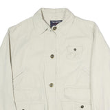 AMERICAN OUTDOOR Mens White Cotton Button Jacket M Plain Casual Lightweight