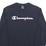 CHAMPION Boys Black Cotton Blend Crew Neck Sweatshirt 15-16Y Logo Printed