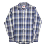 WRANGLER Mens Blue & Grey Check Shirt M Long Sleeve Cotton Blend Casual