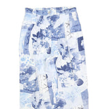 Womens Blue White Viscose Floral Print Regular Fit Trousers W28 L26 Zip Closure