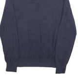 TOMMY HILFIGER Mens Navy Blue Plain Half Zip Pullover Basic Knit M Cotton Blend