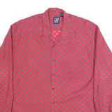 GAP Mens Red Paisley Pattern Shirt L Cotton Long Sleeve Casual Stylish