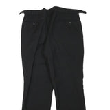 Mens Black Wool Blend Regular Fit Trousers W31 L27 Formal Workwear Zip Closure