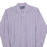 POLO RALPH LAUREN Mens Purple Striped Shirt S Cotton Blend Button Dowm Classic