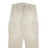 CARHARTT Mens Beige Relaxed Cargo Zip Trousers W34 L31 Durable Cotton Blend