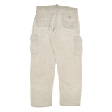 CARHARTT Mens Beige Relaxed Cargo Zip Trousers W34 L31 Durable Cotton Blend