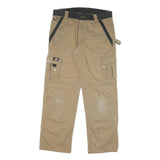 DICKIES Mens Cotton Blend Beige & Black Relaxed Straight Trousers W33 L30