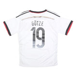 Mens 2014-15 Germany White & Black Götze Football T-Shirt S Short Sleeve V-Neck