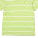 TOMMY HILFIGER Mens Green & White Striped Short Sleeve Polo Shirt XL Cotton