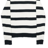 TOMMY HILFIGER Mens Black & White Striped Patterned Cotton Pullover Jumper XL