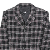 REQUIREMENTS Womens Black & Pink Check Jacket M Woven Button Closure Classic Fit