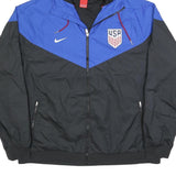 NIKE Mens Blue & Black USA Logo Track Jacket 2XL Polyester Blend Zip Hooded