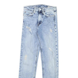 GUESS Womens Slim Light Blue Denim Slim Jeans W24 L27 Distressed Zip Closure