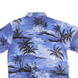 NEW BASE Mens Blue Hawaiian Shirt M Cotton Blend Tropical Print Relaxed Fit