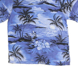 NEW BASE Mens Blue Hawaiian Shirt M Cotton Blend Tropical Print Relaxed Fit