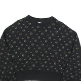NIKE Womens Black Crew Neck M Cotton Blend Sweatshirt Logo Print Cropped