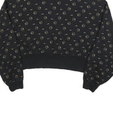 NIKE Womens Black Crew Neck M Cotton Blend Sweatshirt Logo Print Cropped