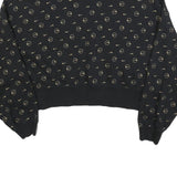 NIKE Womens Black Crew Neck M Cotton Blend Sweatshirt Logo Print Cropped