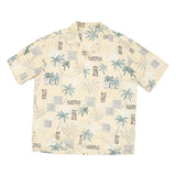 BATICK BAY Mens Beige & Grey Hawaiian Shirt XL Cotton Blend Relaxed Fit Casual