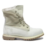 TIMBERLAND Womens 6.5 Lace-Up Leather Cream Boots Warm Lined Winter Footwear