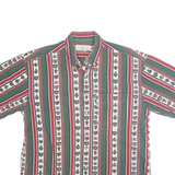 NATURAL ISSUE Mens Green & Red Patterned Shirt L Cotton Short Sleeve Button