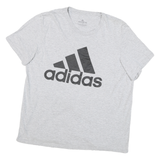 ADIDAS Mens Grey Cotton Blend Graphic T-Shirt M Short Sleeve Crew Neck
