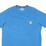 CARHARTT Mens Blue Crew Neck Short Sleeve Pocket T-Shirt L Cotton Blend