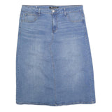 BACCINI Womens Blue Denim Straight Knee Length Woven Cotton Blend Skirt L Casual