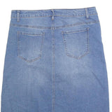 BACCINI Womens Blue Denim Straight Knee Length Woven Cotton Blend Skirt L Casual
