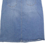 BACCINI Womens Blue Denim Straight Knee Length Woven Cotton Blend Skirt L Casual
