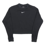 NIKE Womens Black Crop Crew Neck Sweatshirt S Cotton Blend Pullover