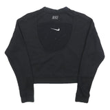 NIKE Womens Black Crop Crew Neck Sweatshirt S Cotton Blend Pullover